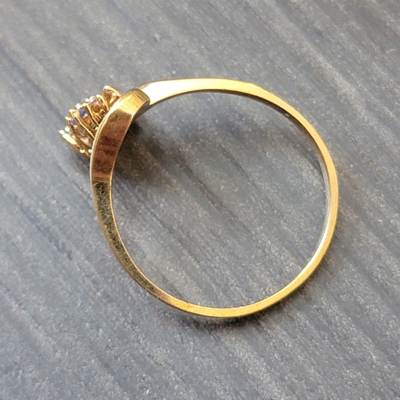 Vintage Small Set Multi-Gemstone Gold Plated Ring Size 7 Signed Sample - Picture 7 of 11